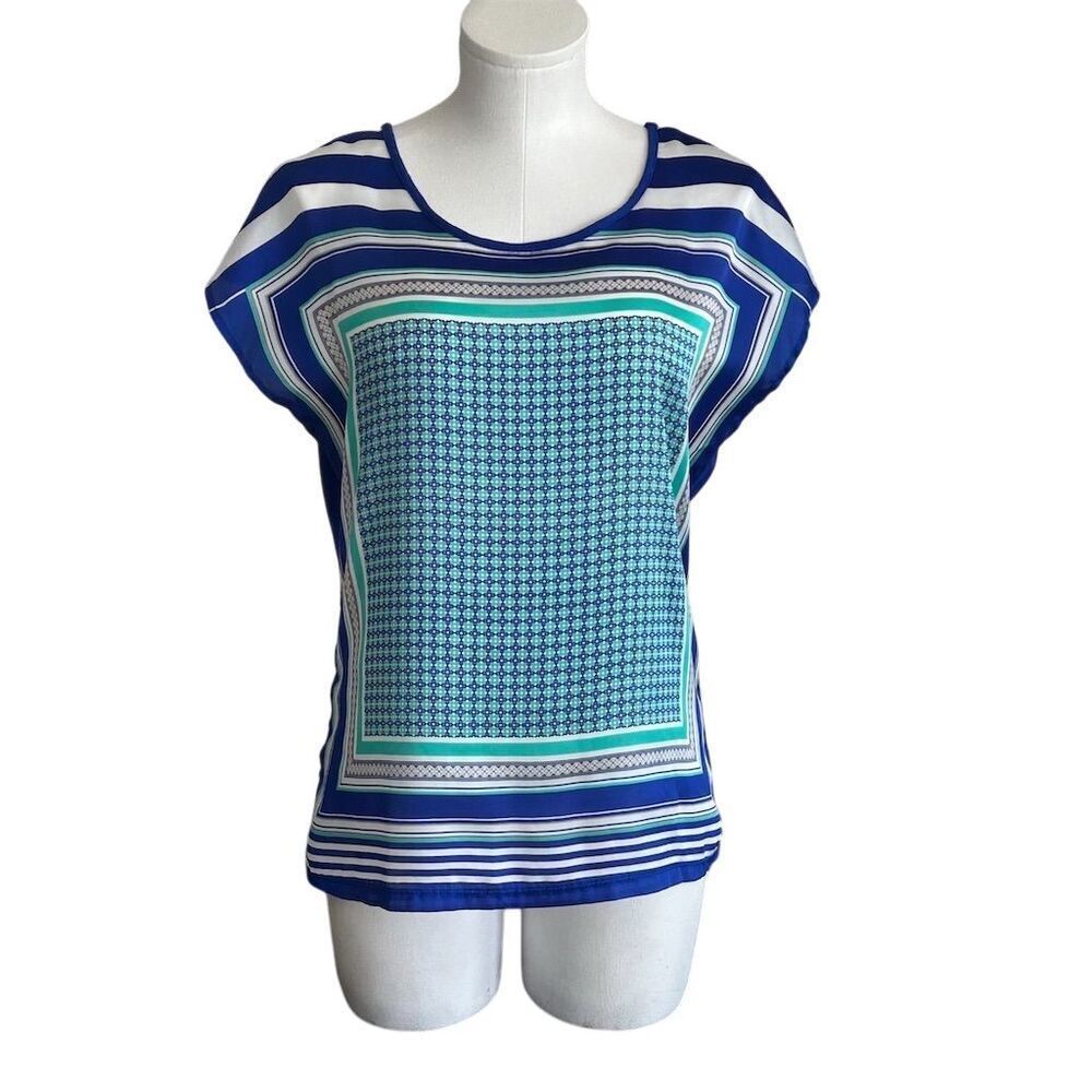 The Limited Women's M Geometric Print Short Sleeve Blouse Multicolor